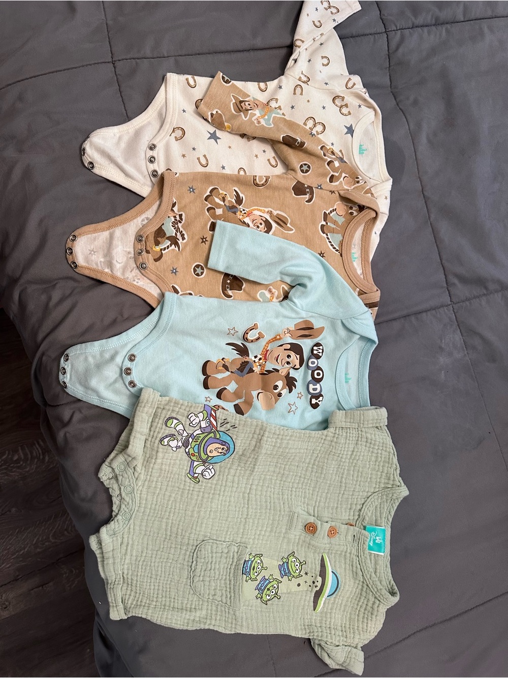 Baby Romper Set - Toy Story in Mint, Brown, Cream